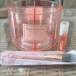 Juicy Couture Pink Glitter Acrylic 360° Spinner Vanity Organizer Set